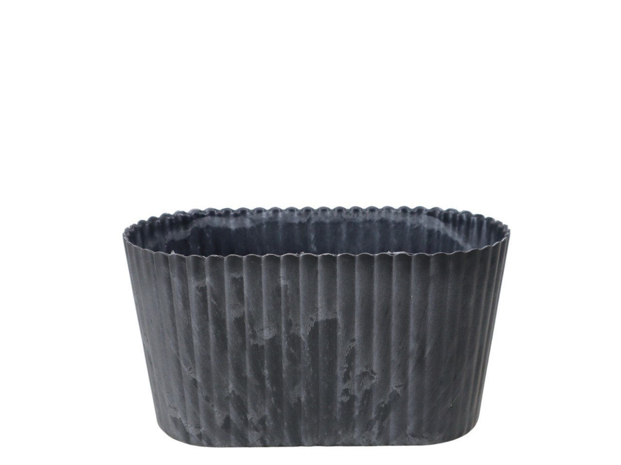 Schale oval KARA Rille Plastik anthrazit-natur L20,3cm