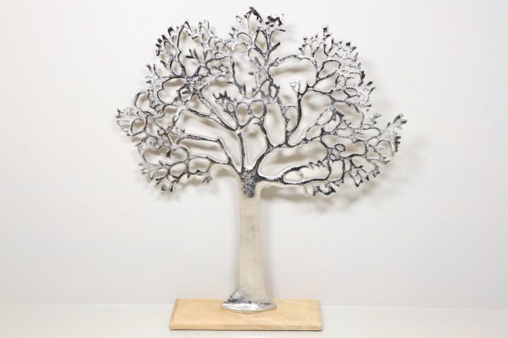 Baum Aluminium auf Holzbasis H62cm