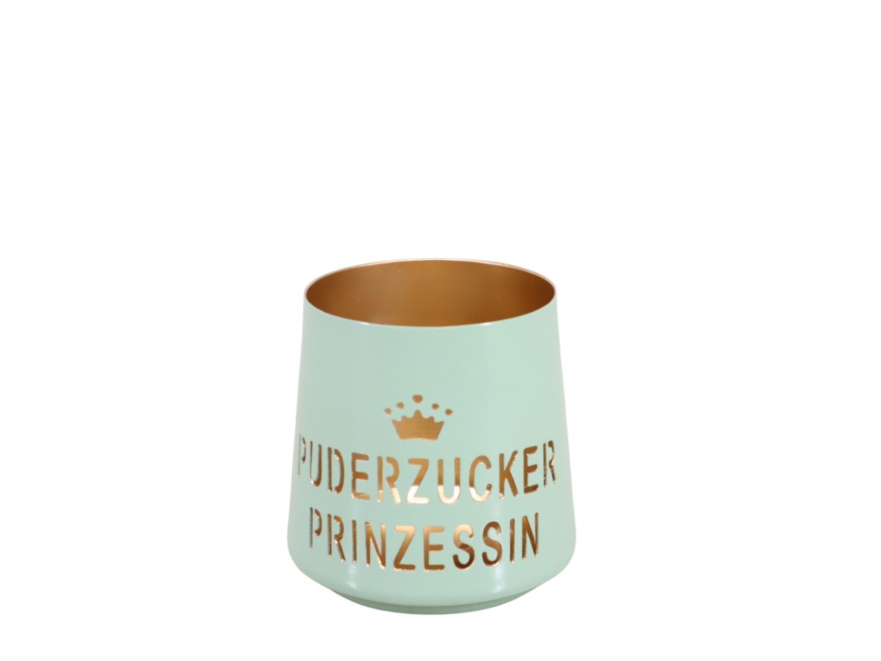 Windlicht "Puderzucker Prinzessin" Metall salbeigrün D10cm