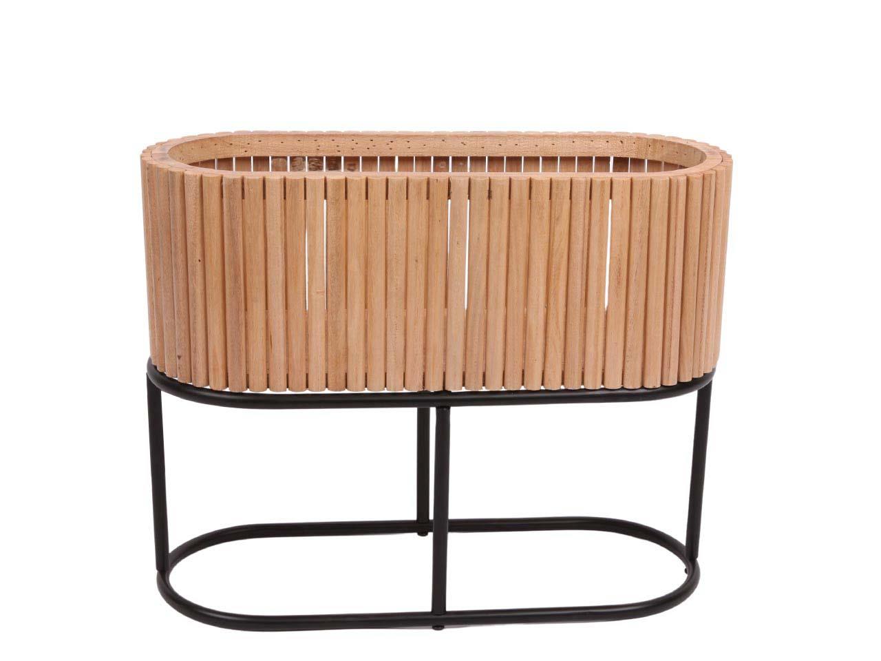 Hochbeet oval Holz natur auf Metellgestell L50x20xH40cm Hochbeet oval Holz natur auf Metellgestell L50x20xH40cm