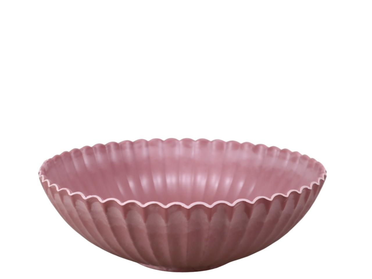 Schale rund Rille KARA altrosa Plastik D22cm