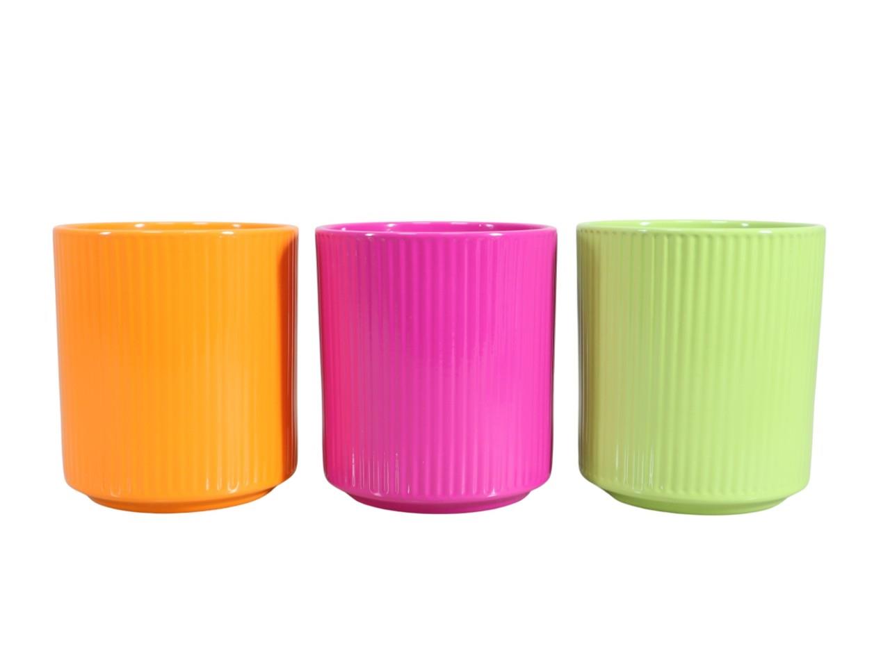 Keramikübertopf f. Orchid. midi Stripes frühjahrsmix D10,cm