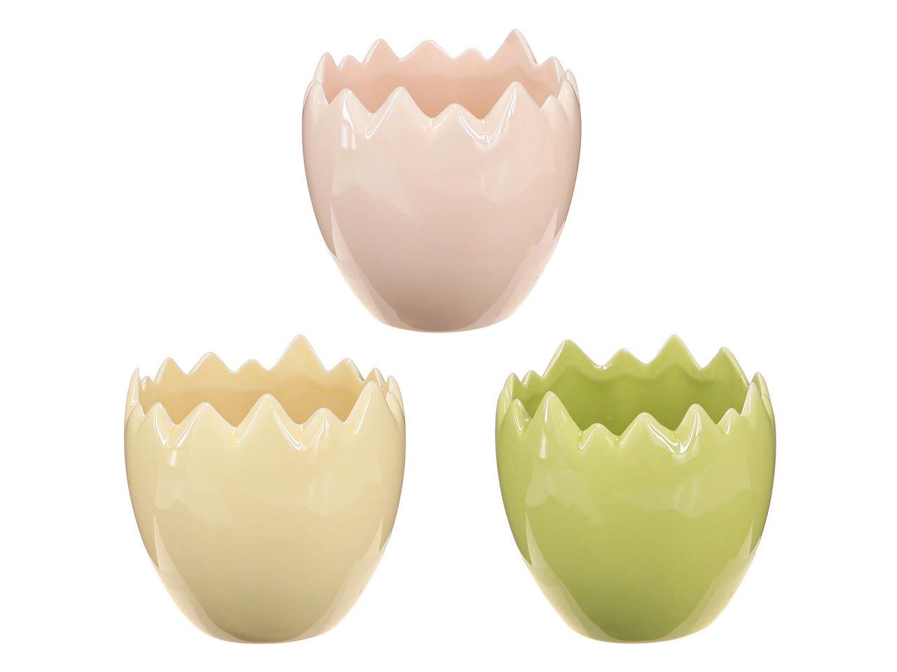 Pflanz-Ei Keramik farbmix apricot,gelb,grün D14cm