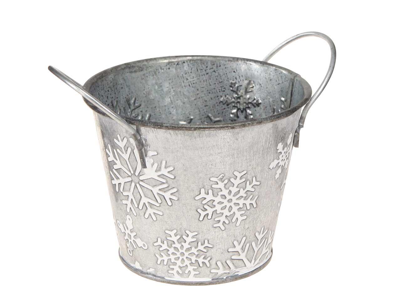 Übertopf Schneeflocke Zink silber-weiß D21,5cm Übertopf Schneeflocke Zink silber-weiß D21,5cm