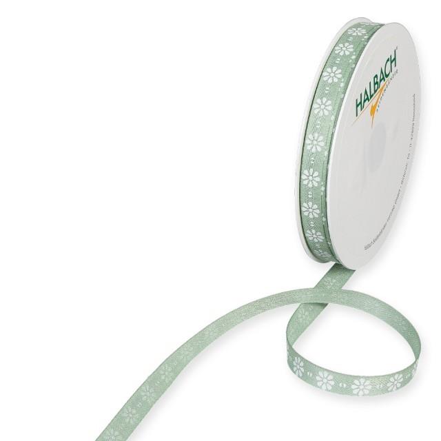 Druchband Blümchen 10 mm 20 Meter mint 128