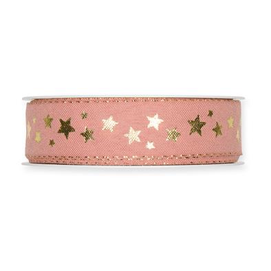 Druckband Sternchen 25 mm 18 Meter blush rose/gold 123 Druckband Sternchen 25 mm 18 Meter blush rose/gold 123