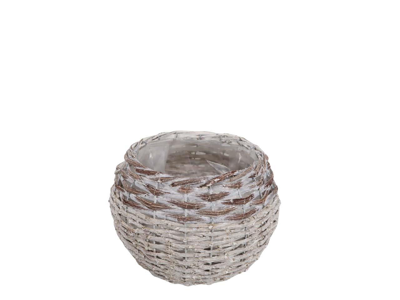 Pflanzkugel Weide/Rattan gekalkt D20cm (Öffnung D12,5cm)