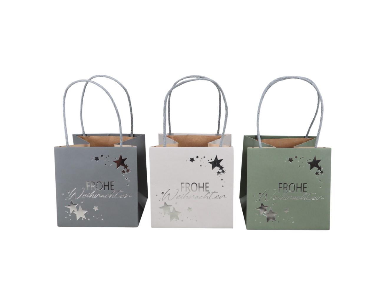 Pflanztasche FROHE Weihnachten Papier farbmix D12cm