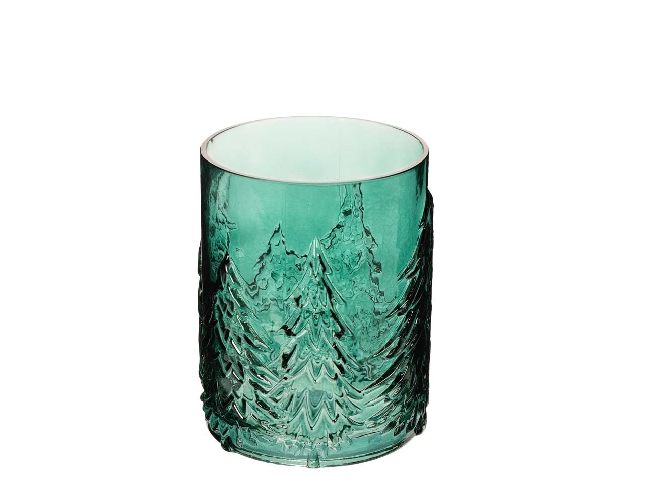 Windlicht "Tanne" Glas grün D12,5xH16cm