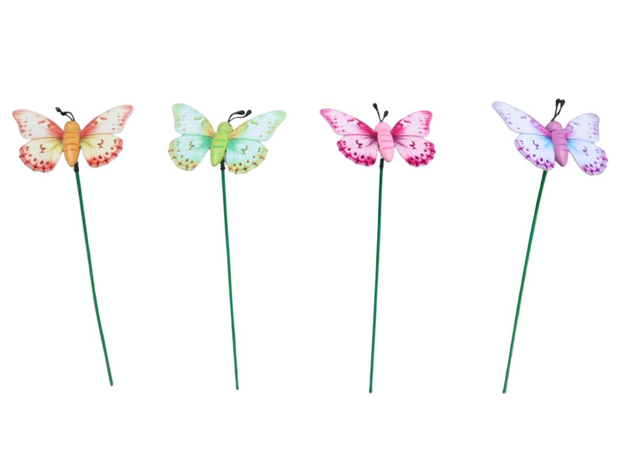 Stecker Schmetterling Holz 7,5x20cm farb. sort.