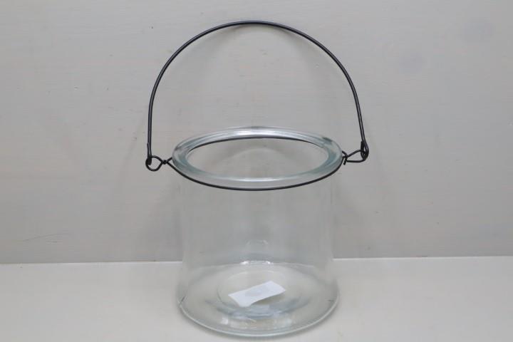 Glaswindlicht m. Bügel H12,3cm D12,5cm(Öffnung 10,4cm)