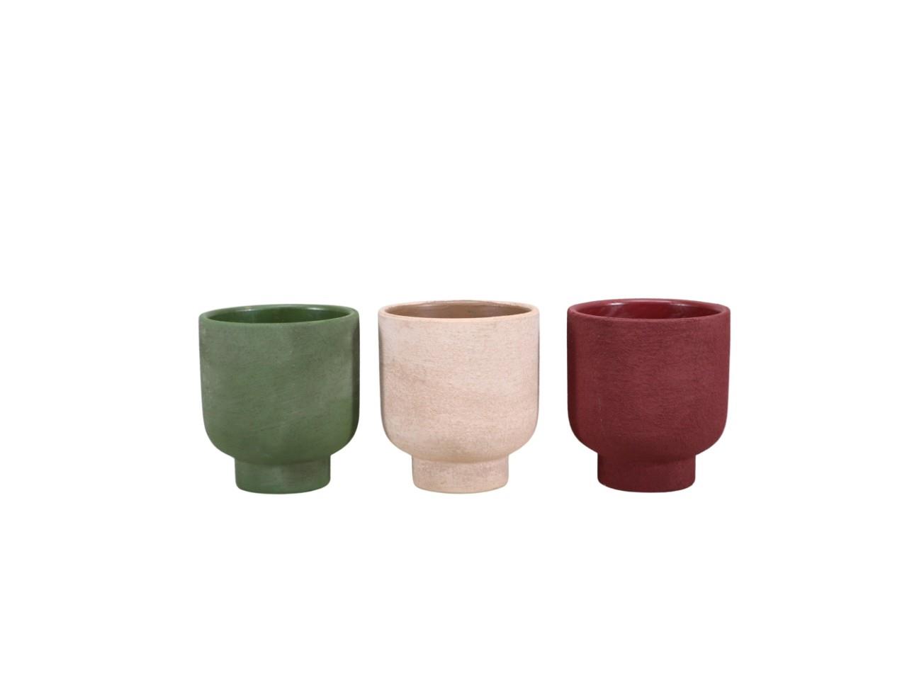 Übertopf Keramik waldgrün, bordeaux, natur D10xH11,5cm