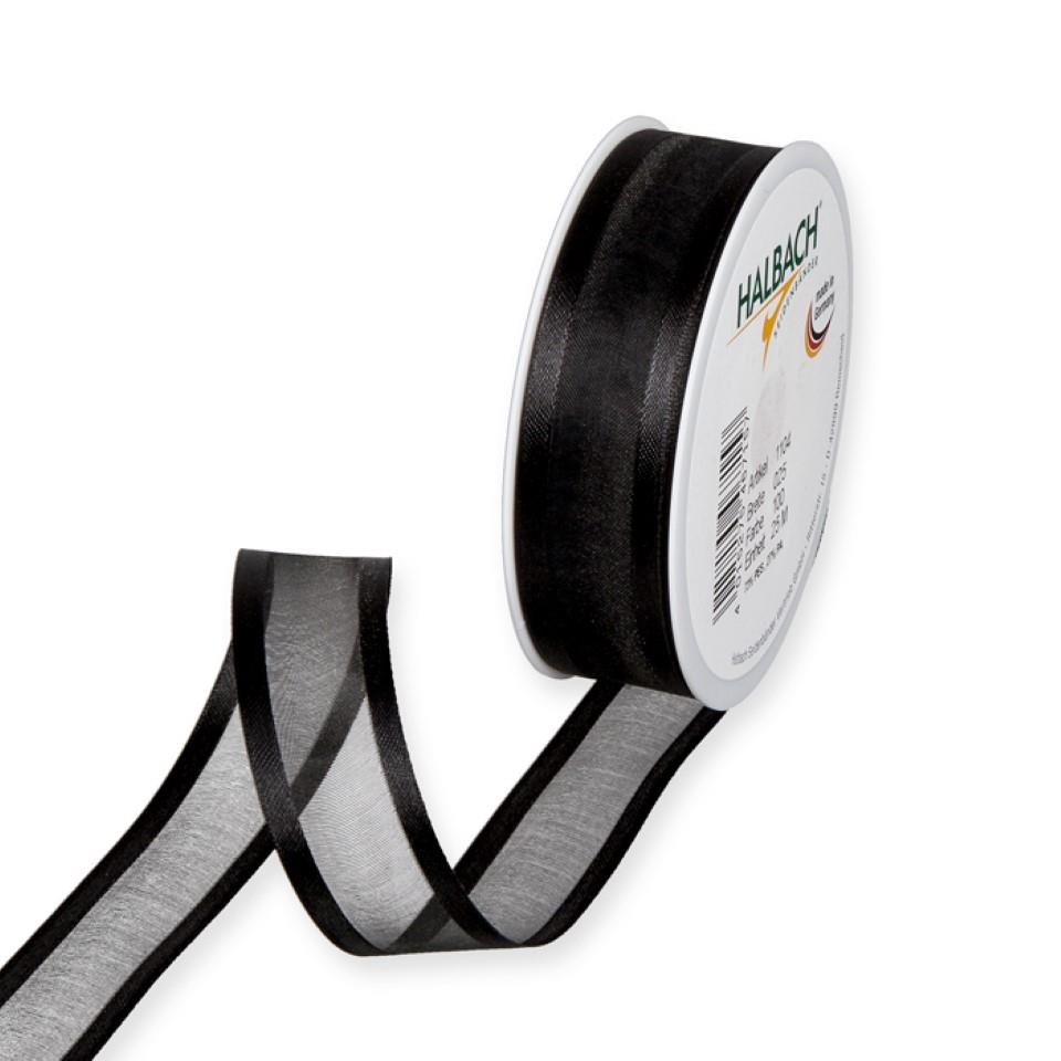 Dekoband Organza/Satin 25 mm 25 Meter schwarz 100 Dekoband Organza/Satin 25 mm 25 Meter schwarz 100
