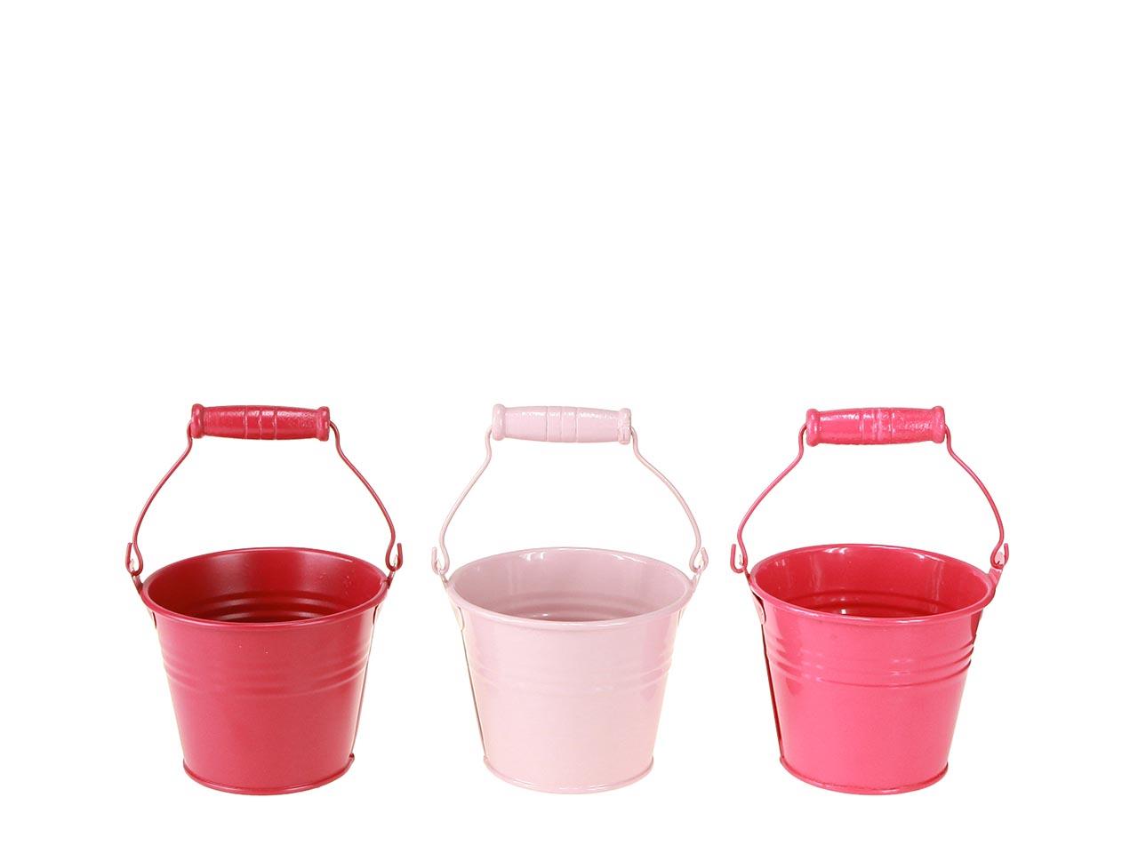 Übertopf m. Holzgriff Metall rosamix D12cm