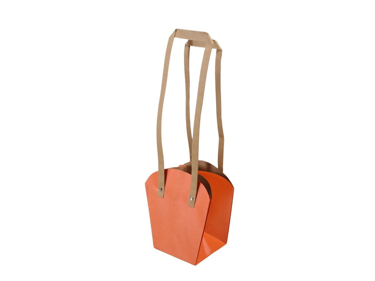 Papiertasche 15x15cm langer Henkel orange