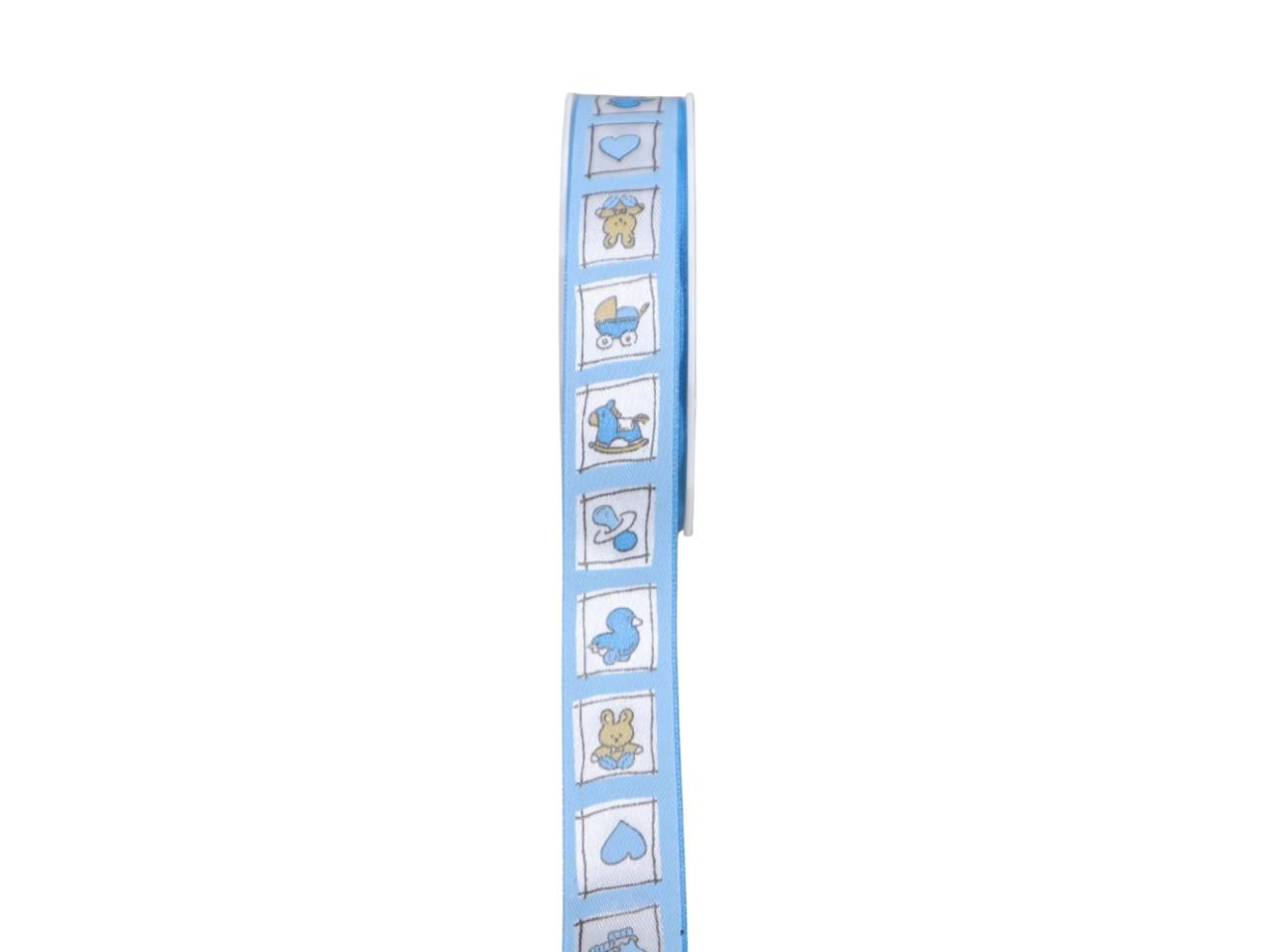 Band Natale für Geburt Jungen 25 mm 20 Meter hellblau