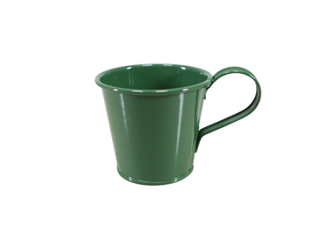Tasse m. Stabkerzenhalter Metall dunkelgrün D7cm