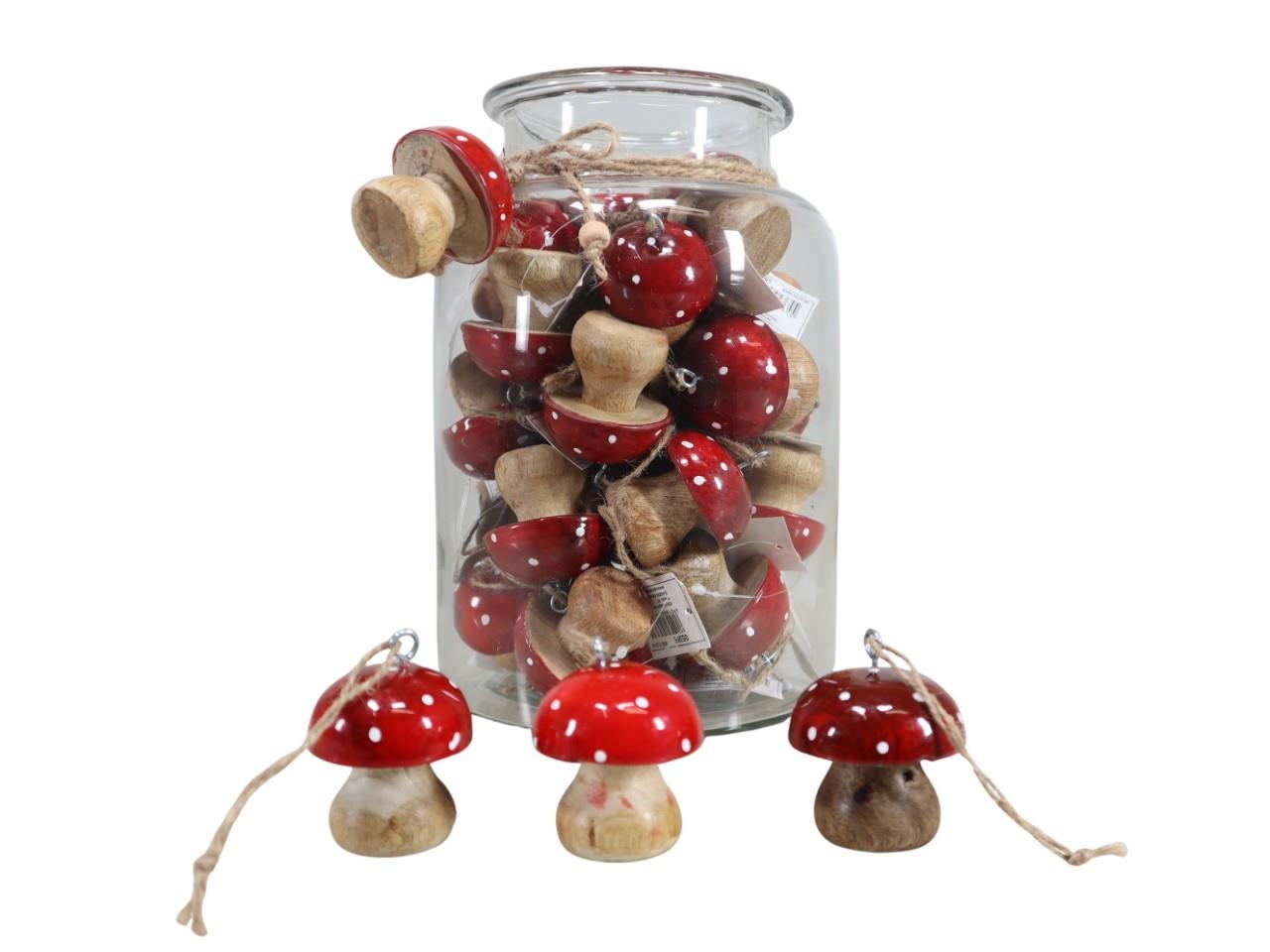Hänger Fliegenpilz Holz im Glas rot&natur Hänger Fliegenpilz Holz im Glas rot&natur