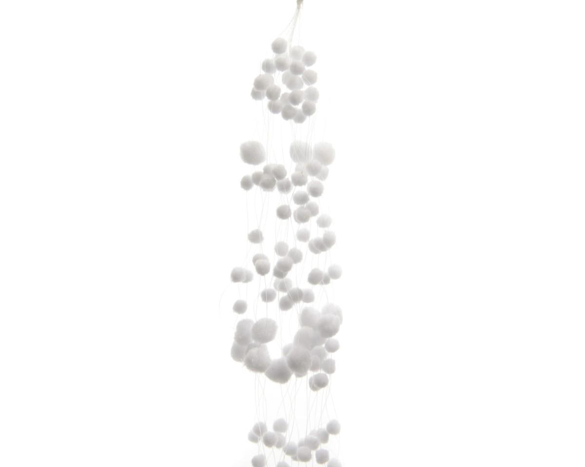 Schneeballgirlande mini Polyester weiss L135cm