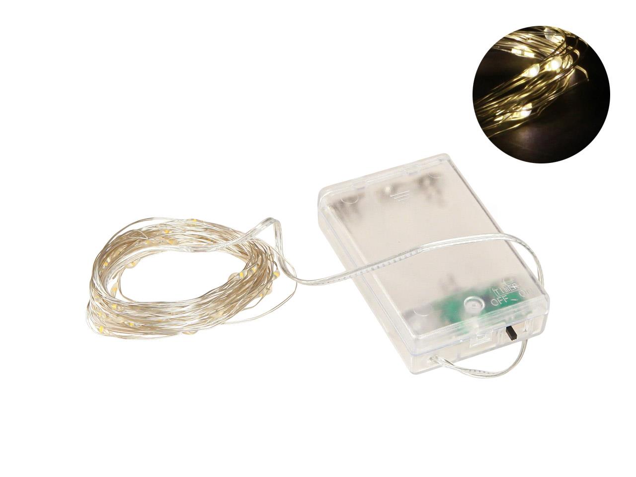 Lichterkette Draht silber LED 50Lämpchen 6 Std. Timer