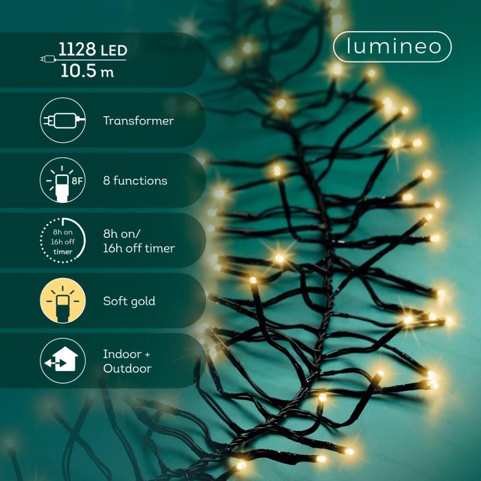 Lichterkette Cluster 1128LED soft gold L10,5mtr outdoor 240V