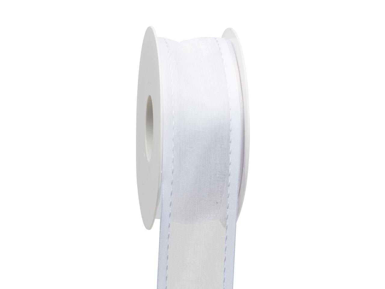 Band Organza mit Stoffkante 40 mm 20 Meter weiss 01 Band Organza mit Stoffkante 40 mm 20 Meter weiss 01