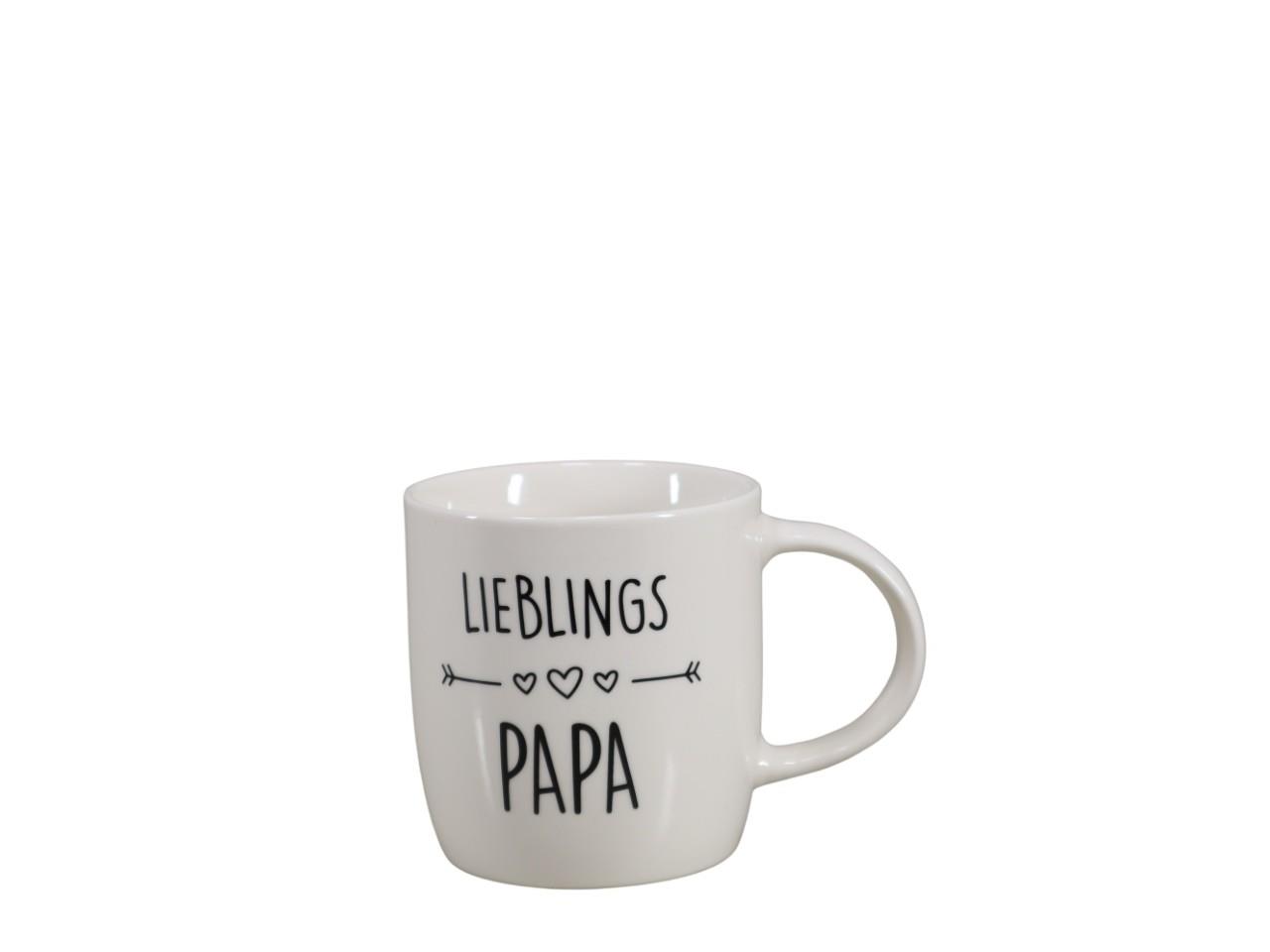 Becher Lieblingspapa weiß-schwarz D12x8,5xH9cm