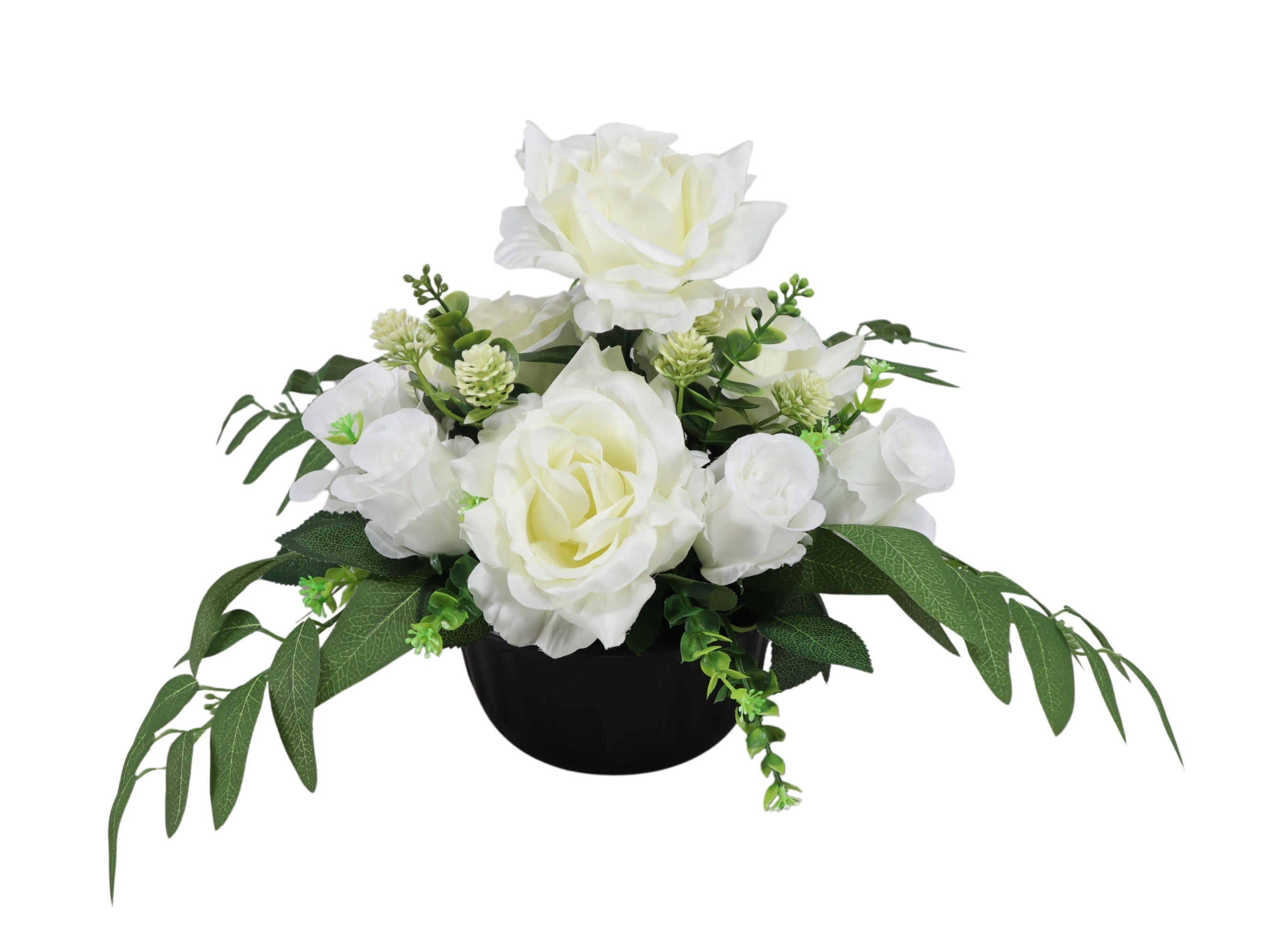 Rose 10Blüten weiß in schwerer Schale 1,5kg NETTO