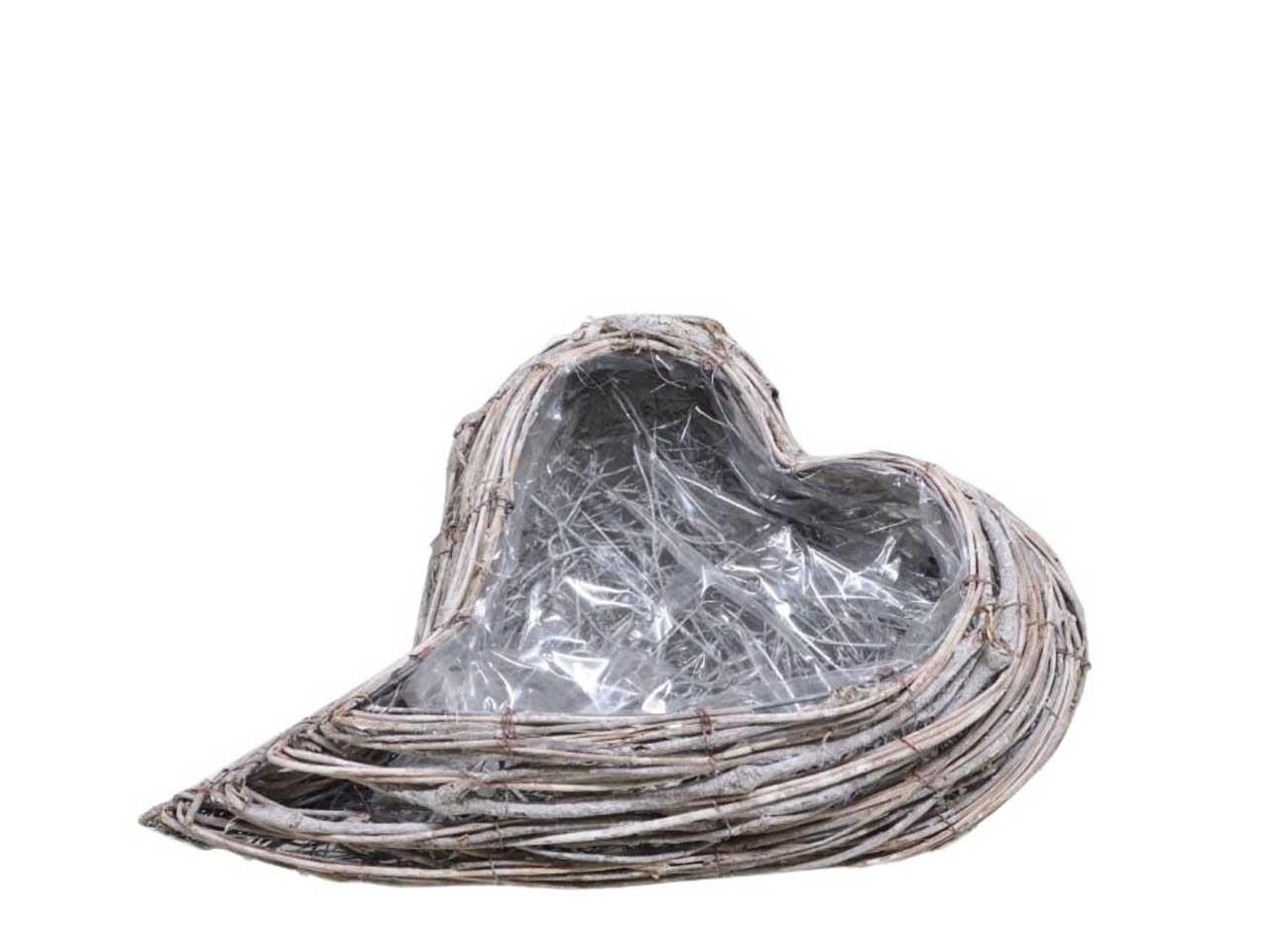 Pflanzherz geschwungen Rattan gekalkt L25cm