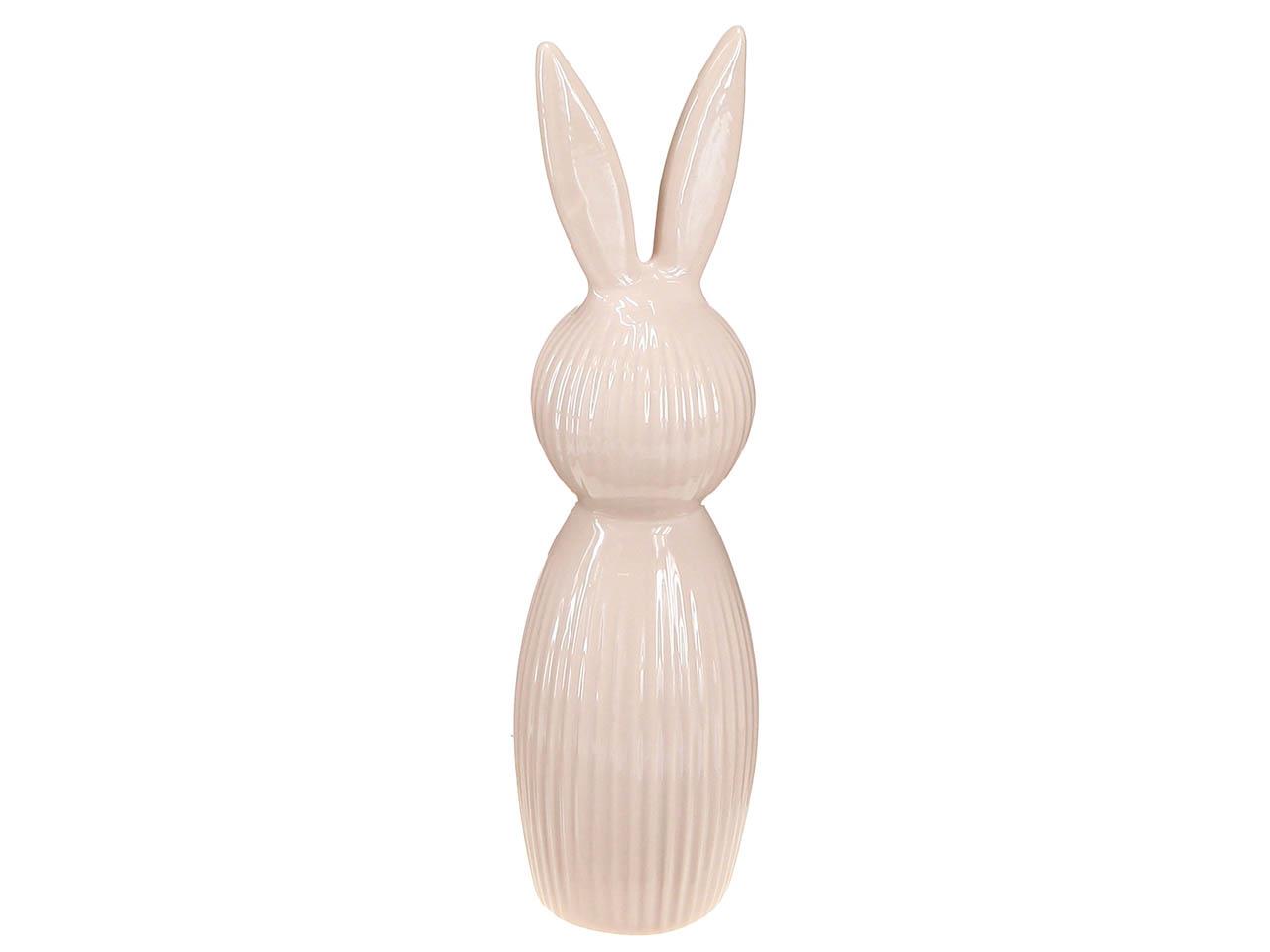 Hase Keramik Streifi glänzend taupe H28x7 cm