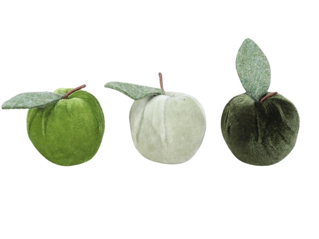 Apfel Deko Samt grünmix D7,2x9cm