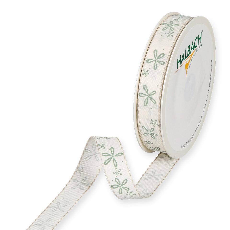 Druckband Blüten 15 mm 18 Meter cream/jade 70 Druckband Blüten 15 mm 18 Meter cream/jade 70
