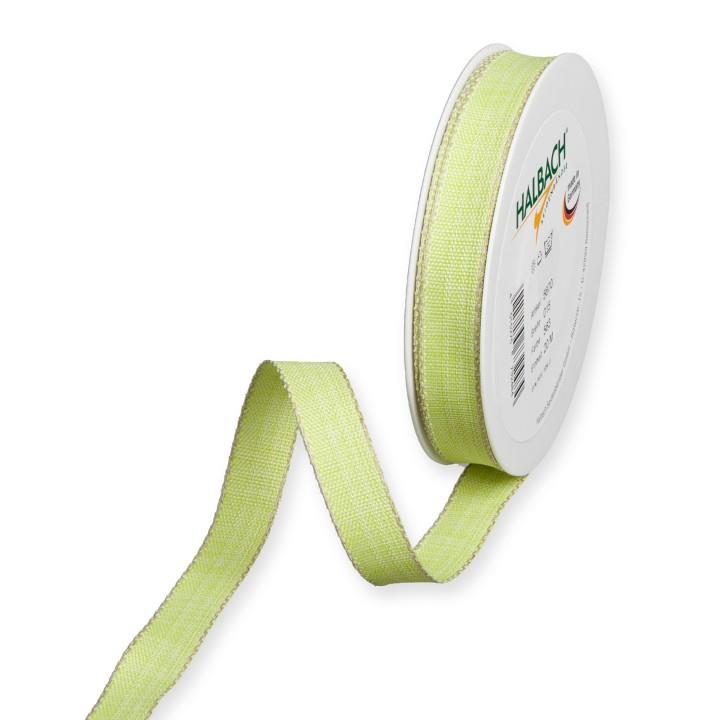 Band m. Leinenkante 15 mm 20 Meter green/linen 563