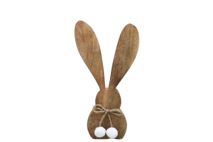 Hase Langohr m. Puschel Holz H30x16cm NETTO