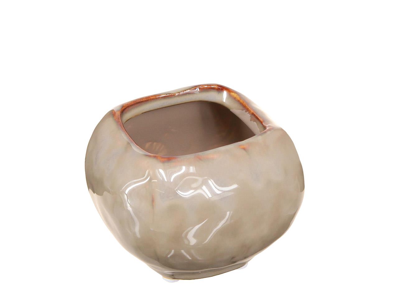 Übertopf Soft Edge viereckig Keramik natur D 18 cm