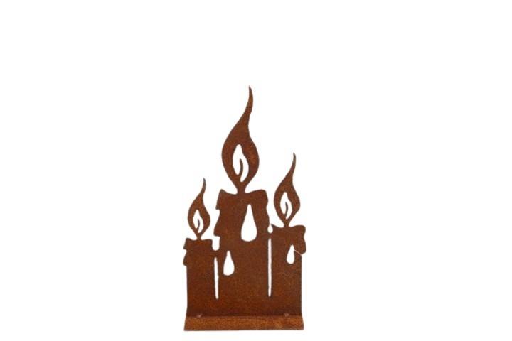 Kerzen auf Platte Metall rost H20xB10cm Kerzen auf Platte Metall rost H20xB10cm