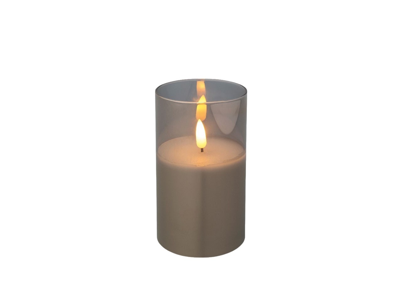 Kerze LED Wachs rauchgrau im Glas H12,5xD7,5cm