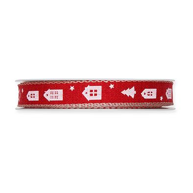 Druckband Häuser/Bäume 15 mm 20 Meter red 77 Druckband Häuser/Bäume 15 mm 20 Meter red 77