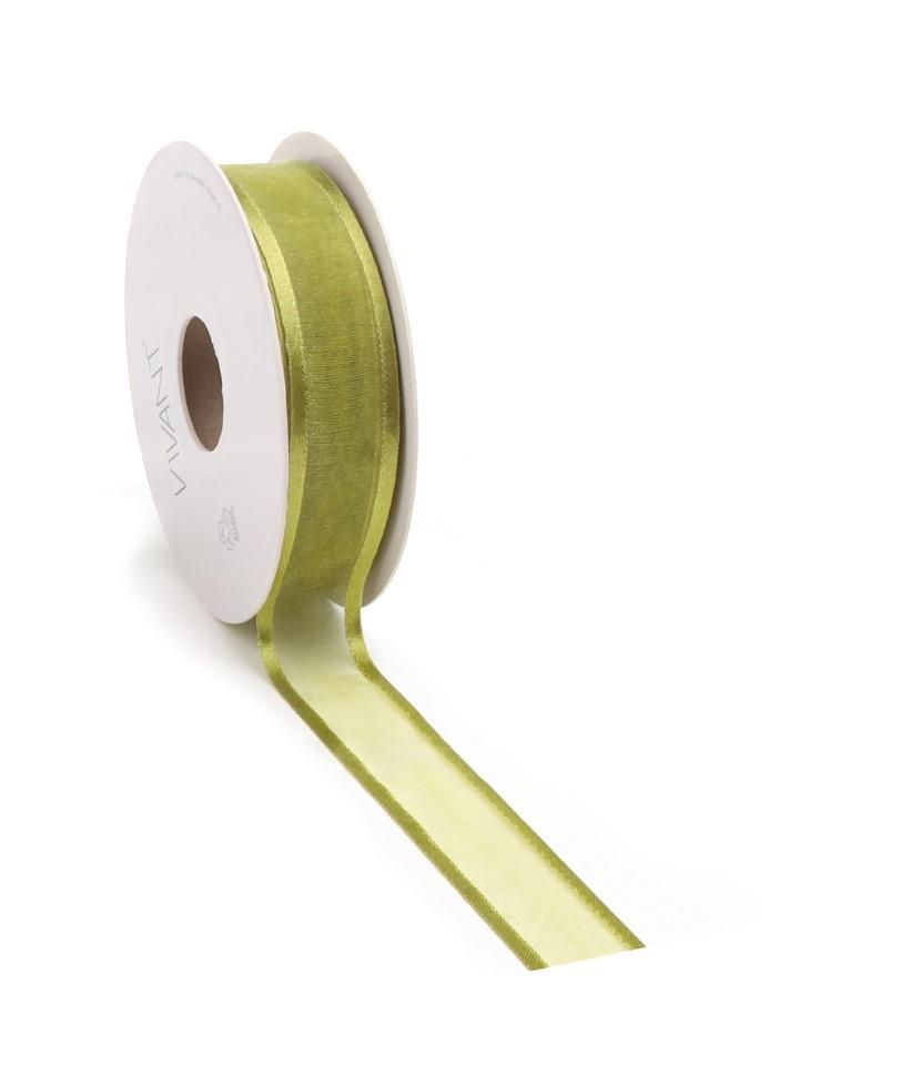 Band Prego Organza/Satinrand 22 mm 25 Meter hellgrün 62A Band Prego Organza/Satinrand 22 mm 25 Meter hellgrün 62A