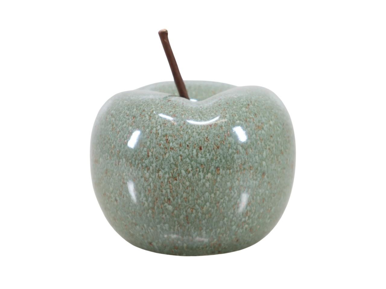 Apfel Keramik grün-glasiert D10cm