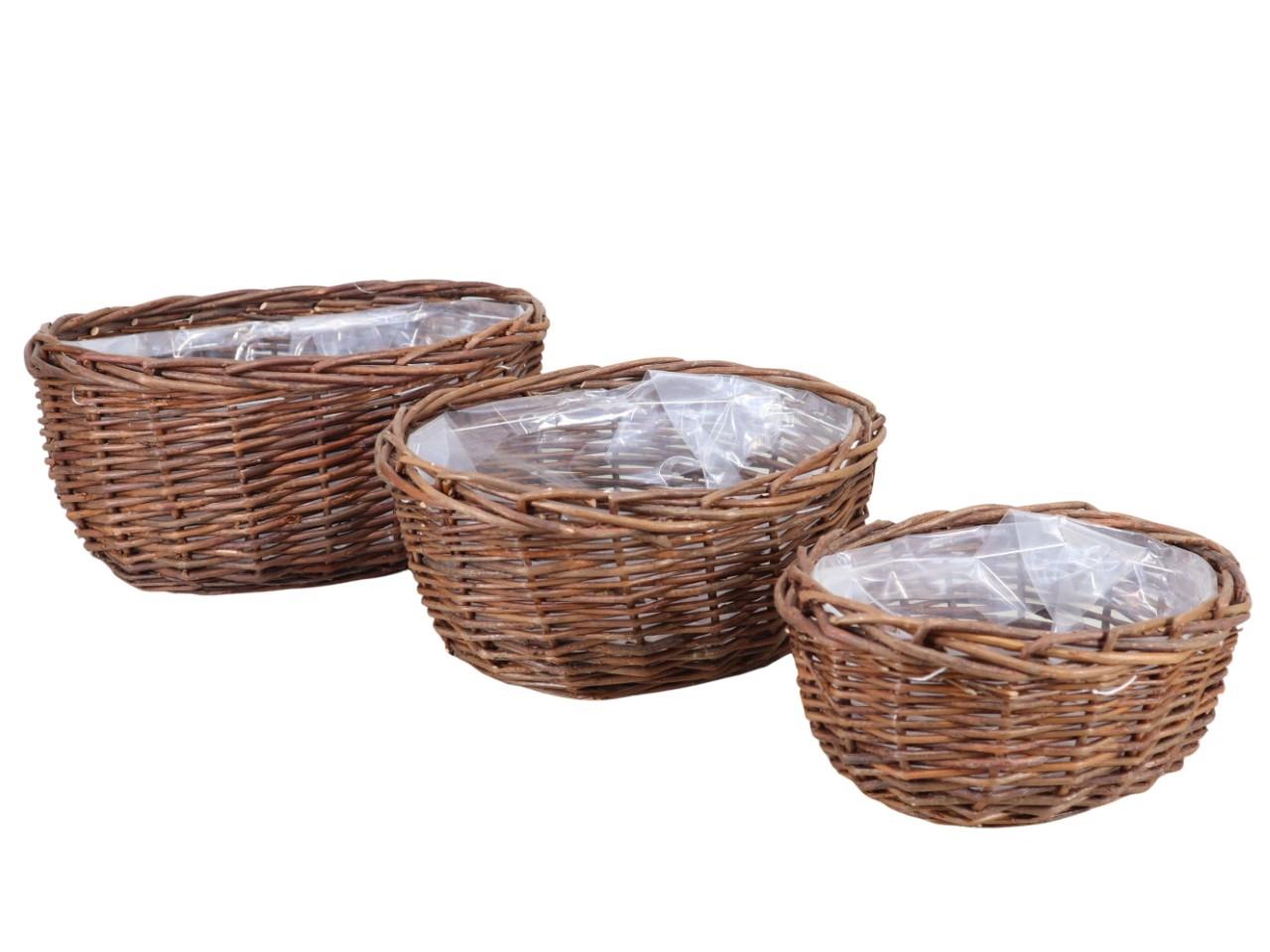 Pflanzkorb oval Set/3 Weide natur L32/28/23cm