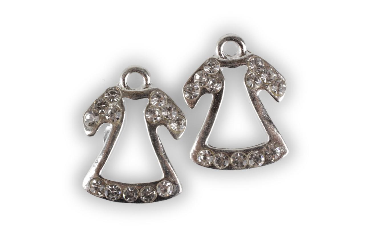 Schutzengel m. Öse m. Glasdiamanten Metall silber D1,9cm Schutzengel m. Öse m. Glasdiamanten Metall silber D1,9cm