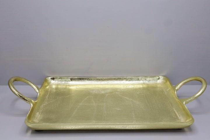 Tablett m.Henkel Aluminium 47x24x7cm raw gold