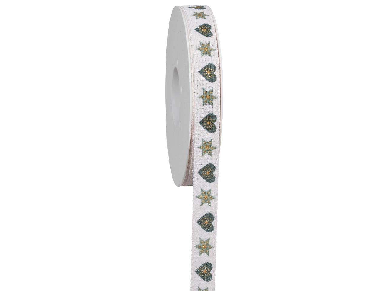 Band Winter Story 15 mm 18 Meter weiss/green 01/514