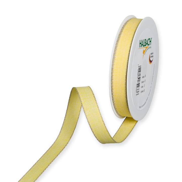 Band m. Leinenkante 15 mm 20 Meter lemon/linen 911