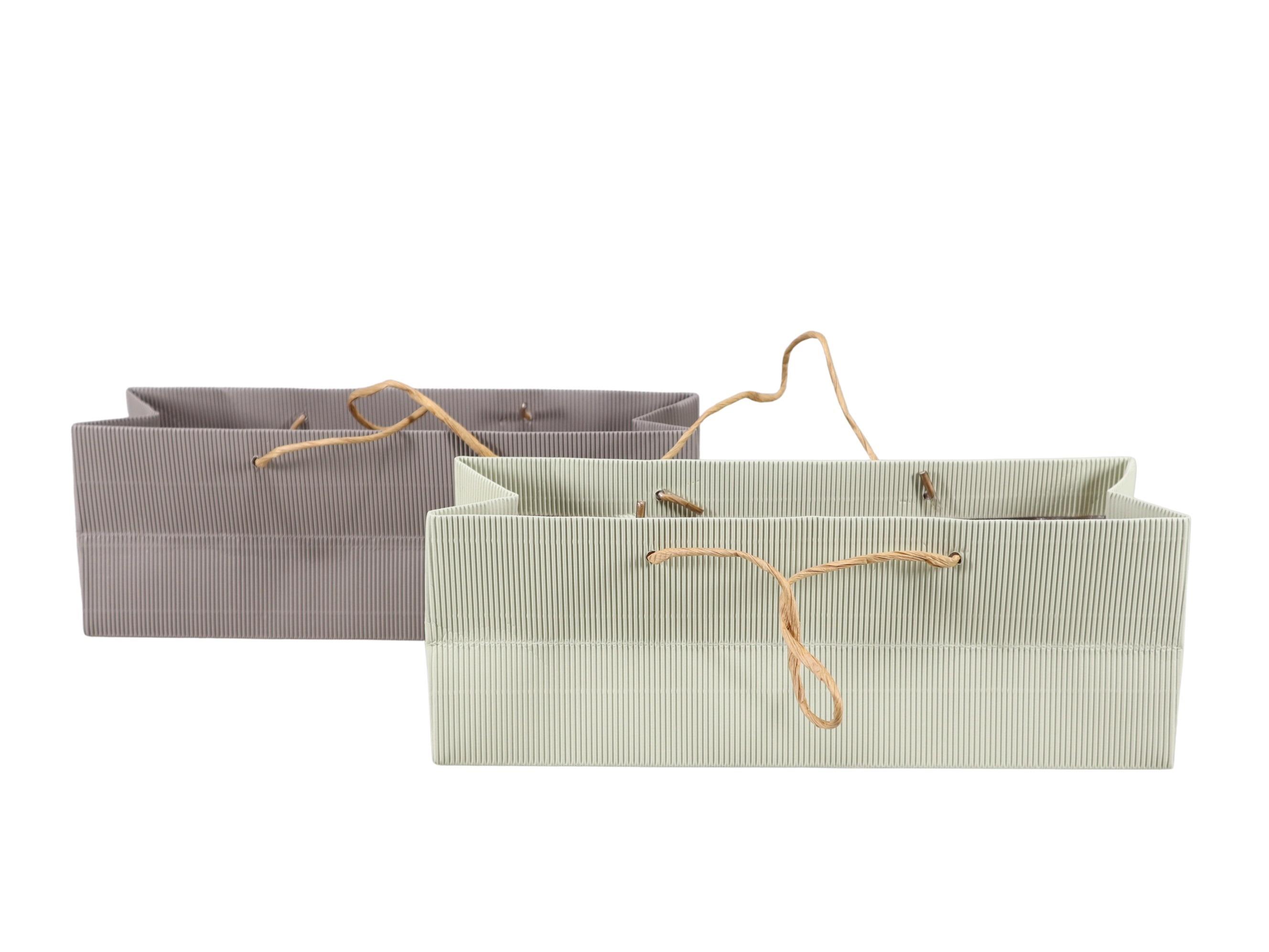 Tasche m.Folie Wellpappe m. Henkel creme-taupeL33x11xH11,5cm