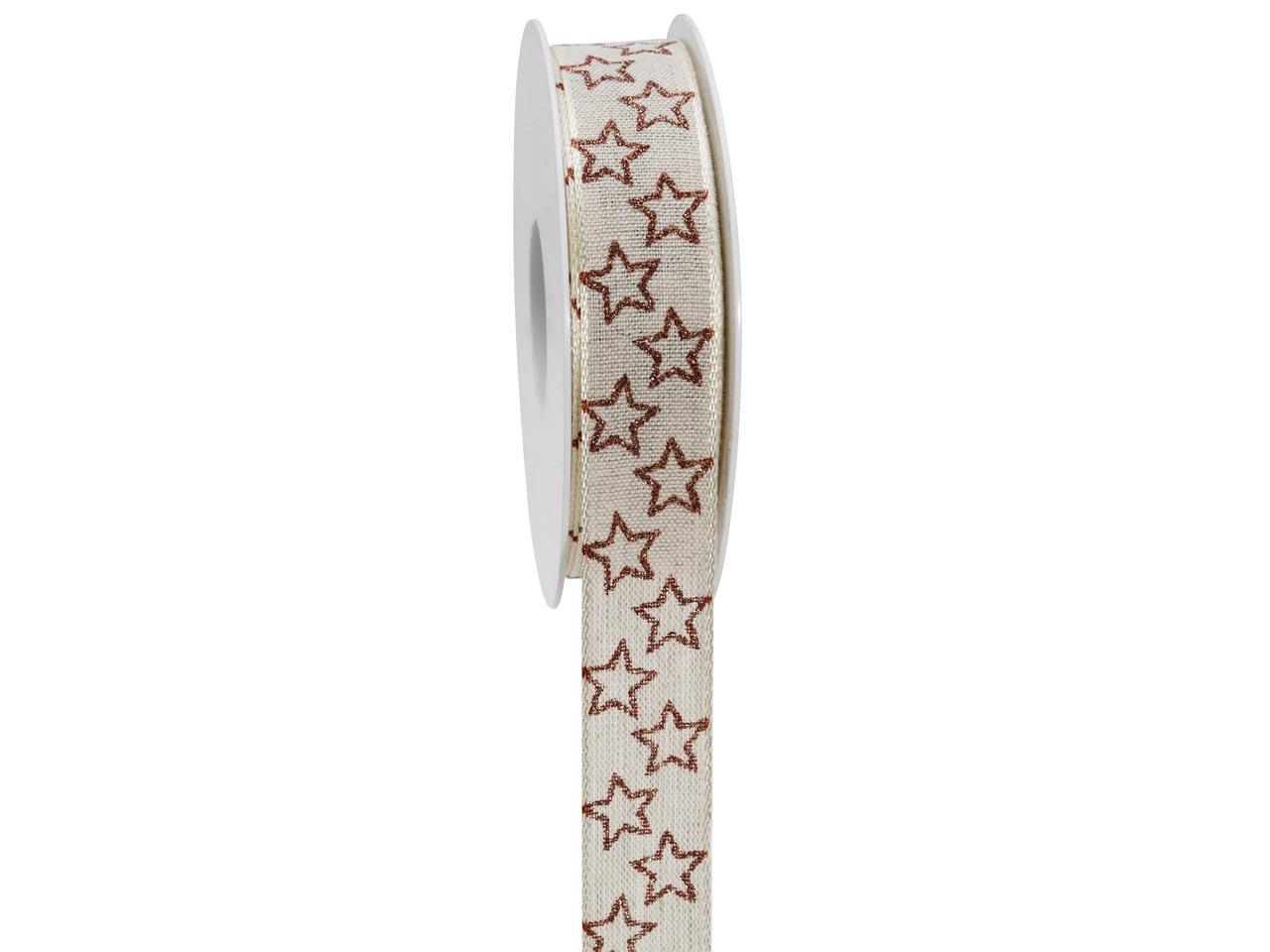Band Just Stars mit Draht 25 mm 18 Meter kupfer 74