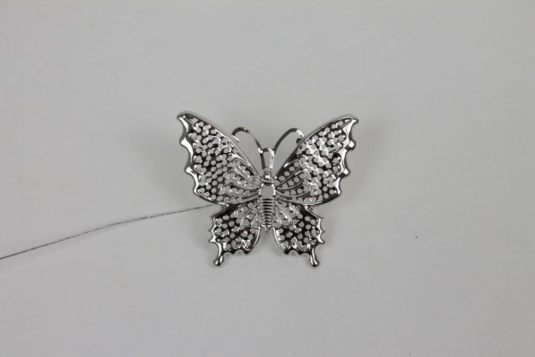 Stecker Schmetterling Belido silber Metall 4,8 cm L 18 cm