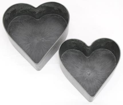 Herzschale Set/2 KARA natur-schwarz Plastik D25xH7,5cm