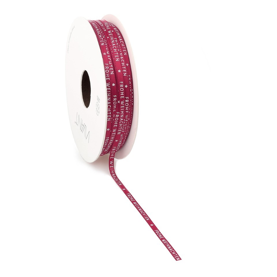 Satinband Frohe Weihnachten 3 mm 50 Meter rot 21
